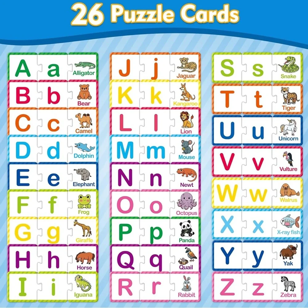 Alphabet Puzzle Cards - Uppercase and Lowercase Letters - Learning the Alphabet